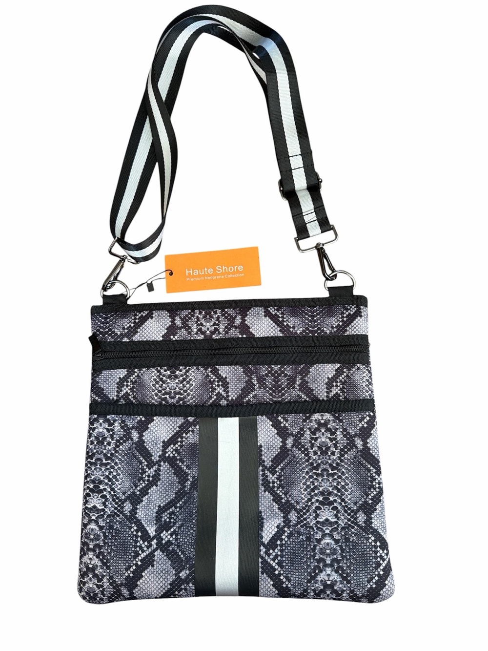 NWT Haute Shore Crossbody Bag in Black & White Snake Print Neoprene